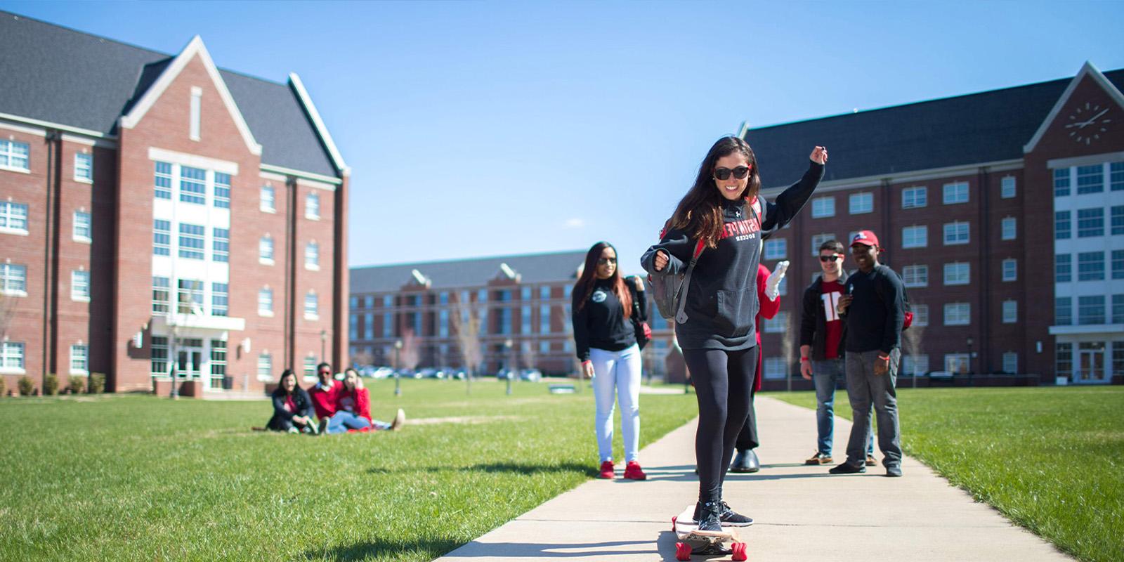 Students SHREDDING down the sidewalk