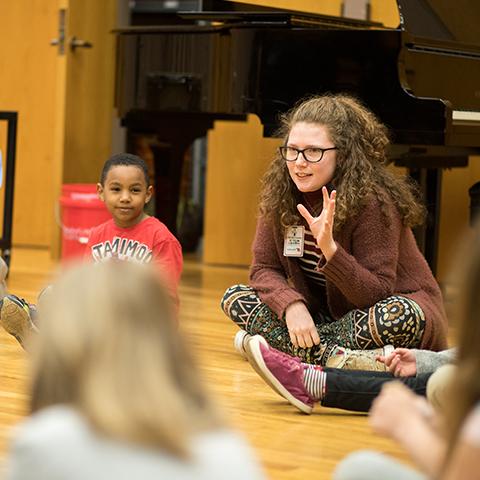 Music Education students work with homeschool children